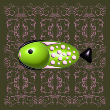 Grafika cyfrowa / sztuka generowana cyfrowo zatytułowany „Green pink fish” autorstwa Ilona Matushkova, Oryginalna praca, Mal…
