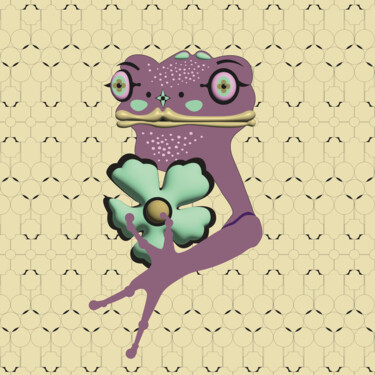 Digital Arts titled "Frog Mrs. 35" by Ilona Matushkova, Original Artwork, Digital Painting