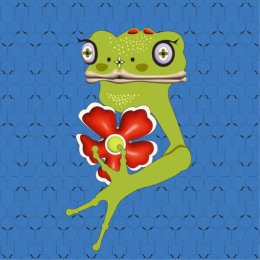 Digitale Kunst mit dem Titel "Frog Mrs. 45" von Ilona Matushkova, Original-Kunstwerk, Digitale Malerei