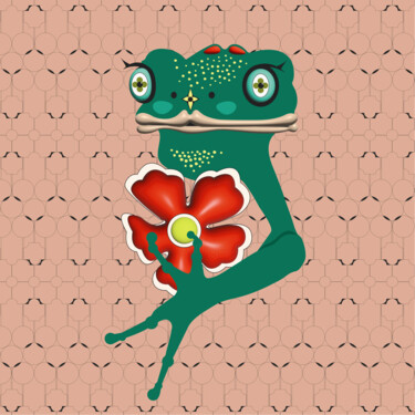 Digital Arts titled "Frog Mrs. 46" by Ilona Matushkova, Original Artwork, Digital Painting
