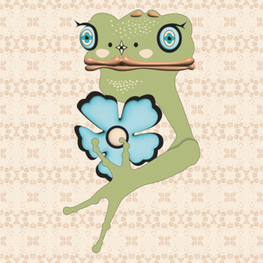 Digital Arts titled "Frog Mrs. 53" by Ilona Matushkova, Original Artwork, Digital Painting