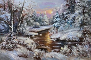 Painting titled "Show winter" by Ilona Terekhina, Original Artwork, Oil
