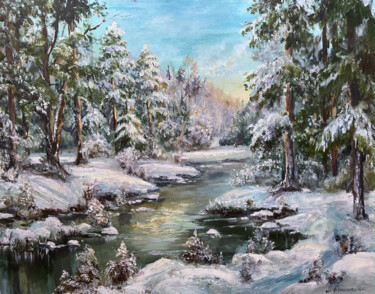 Painting titled "Arctic winter" by Ilona Terekhina, Original Artwork, Oil