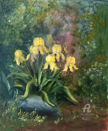 Pittura intitolato "Irises" da Ilona Terekhina, Opera d'arte originale, Olio