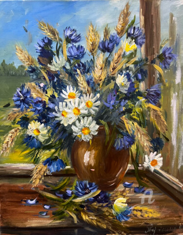 Schilderij getiteld "Meadow flowers of p…" door Ilona Terekhina, Origineel Kunstwerk, Olie