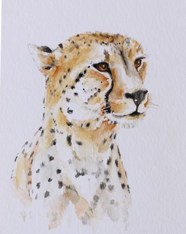 Pintura intitulada "cheetah" por Ilona Petzer, Obras de arte originais, Aquarela