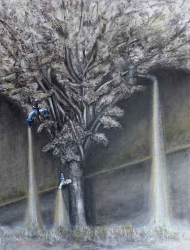 Dessin intitulée "Tree of Life" par Ilse Joris, Œuvre d'art originale, Fusain