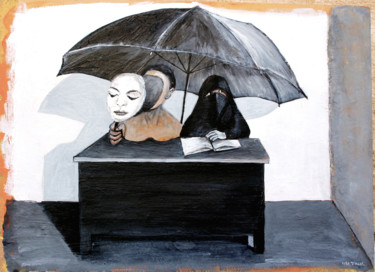 Peinture intitulée "Mask of Life" par Ilse Joris, Œuvre d'art originale, Acrylique