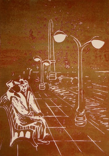 Incisioni, stampe intitolato "Memories of Life 2" da Ilse Joris, Opera d'arte originale, Incisioni su linoleum