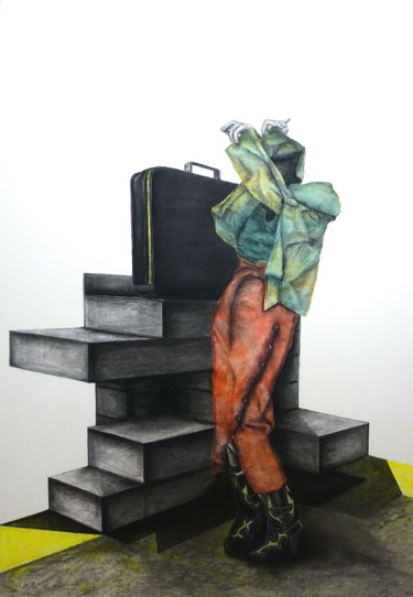 图画 标题为“Ceci n'est pas un v…” 由Ilse Joris, 原创艺术品, 木炭 安装在纸板上