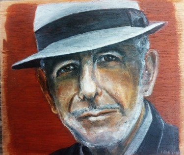 Malerei mit dem Titel "Leonard Cohen 2" von Ilse Joris, Original-Kunstwerk, Acryl