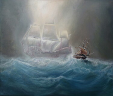 Pintura intitulada "The Flying Dutchman" por Ilse Joris, Obras de arte originais, Óleo