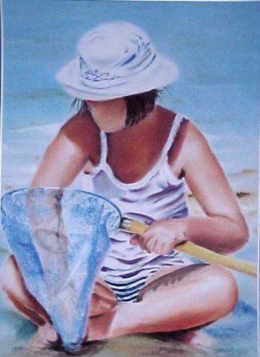 Schilderij getiteld "la plage" door Isabelle Le Tutour, Origineel Kunstwerk