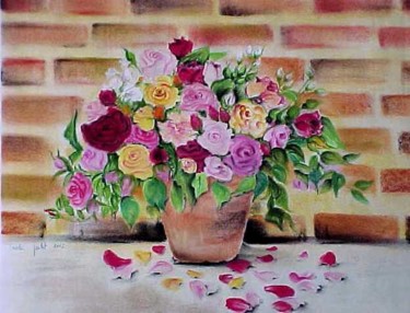 Schilderij getiteld "Bouquet 3" door Isabelle Le Tutour, Origineel Kunstwerk
