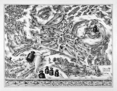 Dessin intitulée "David's Dreams" par Ilya Kexholmsky, Œuvre d'art originale, Graphite