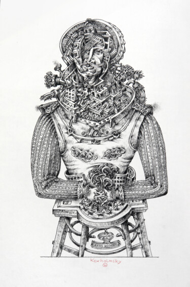 Drawing titled "Knight" by Ilya Kexholmsky, Original Artwork, Graphite