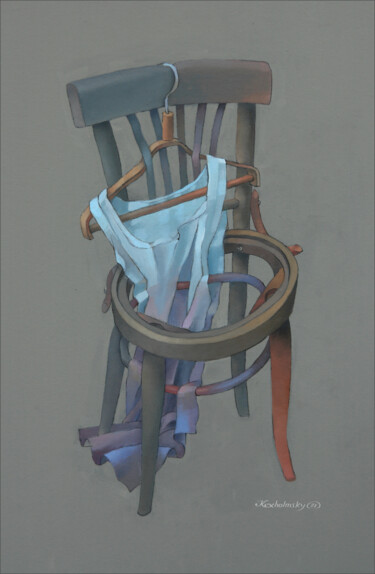Картина под названием "Chair with hangers" - Ilya Kexholmsky, Подлинное произведение искусства, Акрил