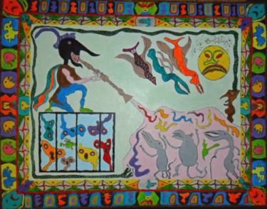 Pintura titulada ""le joueur de flûte…" por Acidether, Obra de arte original, Acrílico