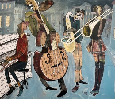 Painting titled "Night Music" by Ilya Volykhine, Original Artwork, Oil