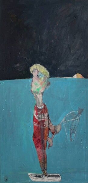 Peinture intitulée "Lone Fisherman" par Ilya Volykhine, Œuvre d'art originale, Huile
