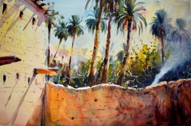 Painting titled "Lumiere et fume(Mec…" by Ilyes Belkaid, Original Artwork, Watercolor