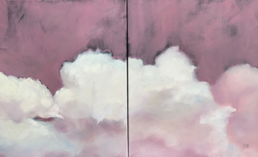 Painting titled "Marshmallow Clouds" by Ilze Ergle-Vanaga, Original Artwork, Oil