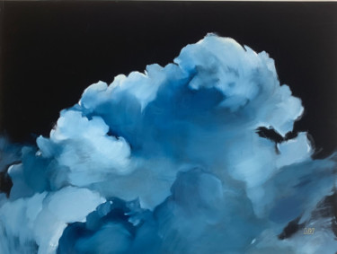 Painting titled "KISS | Clouds X" by Ilze Ergle-Vanaga, Original Artwork, Oil