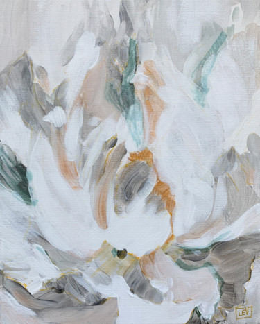 Картина под названием "ABSTRACT WHITE PEONY" - Ilze Ergle-Vanaga, Подлинное произведение искусства, Акрил