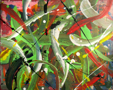 Painting titled "The Green" by Imabstrato, Original Artwork, Oil