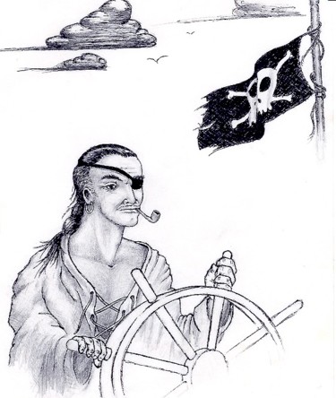 Disegno intitolato "pirate" da Paul Meier, Opera d'arte originale, Inchiostro