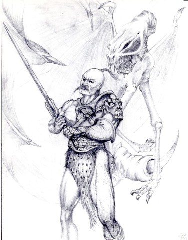 Disegno intitolato "Warriors" da Paul Meier, Opera d'arte originale, Matita