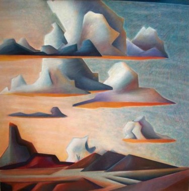 Painting titled "Cloud Freeway" by Linton Vedrene, Original Artwork, Oil