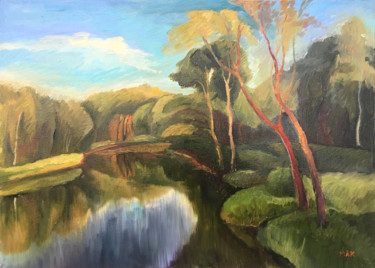 Painting titled "Lake" by Irina Makarova, Original Artwork, Oil