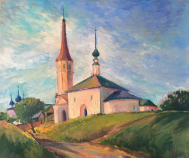绘画 标题为“St. Nicholas Church…” 由Irina Makarova, 原创艺术品, 油 安装在木质担架架上