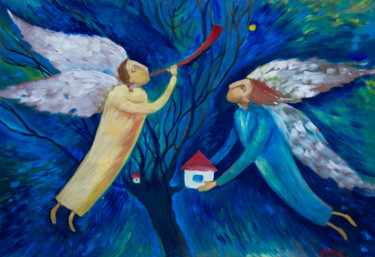 Картина под названием "Angels" - Irina Makarova, Подлинное произведение искусства, Масло
