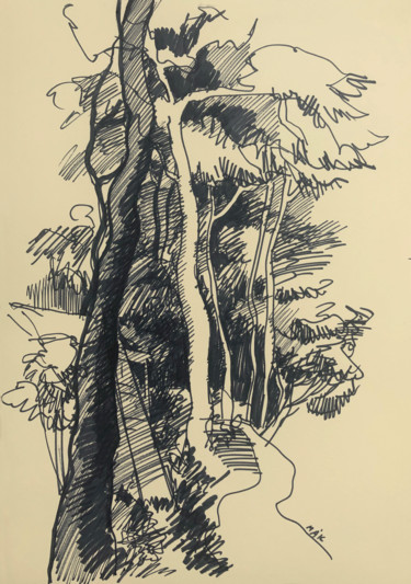 Desenho intitulada "Landscape 9 (A Path…" por Irina Makarova, Obras de arte originais, Marcador