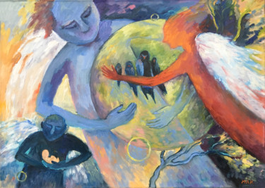 Painting titled "Where the Beginning…" by Irina Makarova, Original Artwork, Oil