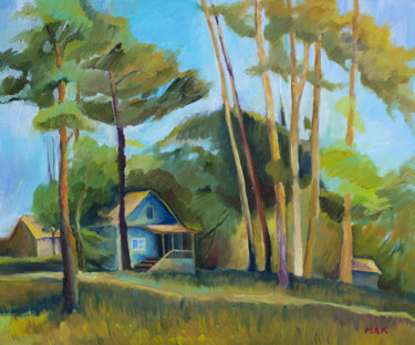 Painting titled "A House in the Wood…" by Irina Makarova, Original Artwork, Oil