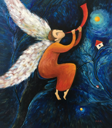 Peinture intitulée "ANGEL - big oil pai…" par Irina Makarova, Œuvre d'art originale, Huile