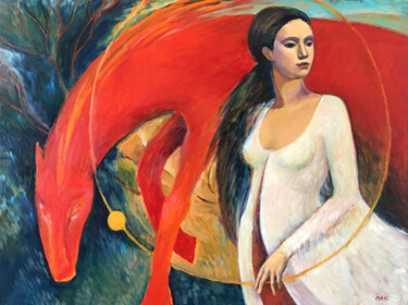 Malarstwo zatytułowany „CIRCLE OF THE SUN -…” autorstwa Irina Makarova, Oryginalna praca, Olej