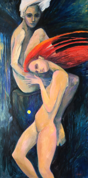 Peinture intitulée "EURYDICE - indigo a…" par Irina Makarova, Œuvre d'art originale, Huile