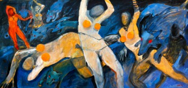 Pittura intitolato "VILKTAKIS - indigo…" da Irina Makarova, Opera d'arte originale, Olio