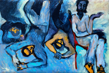 Картина под названием "SWEET DREAMS - blue…" - Irina Makarova, Подлинное произведение искусства, Масло Установлен на Деревян…