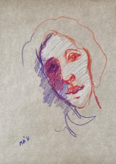 Dessin intitulée "PASTEL PORTRAIT #1…" par Irina Makarova, Œuvre d'art originale, Pastel