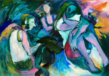 Pittura intitolato "SUMMER - emerald &…" da Irina Makarova, Opera d'arte originale, Olio