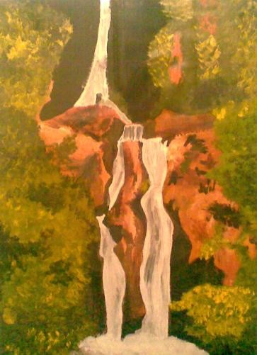 Peinture intitulée "Les Cascades de Sef…" par Imane Chetioui, Œuvre d'art originale