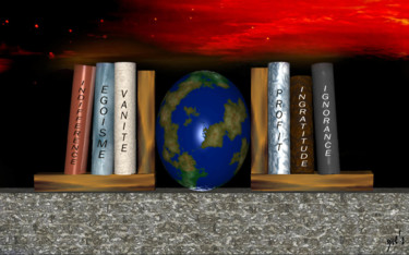 Digital Arts titled "Les livres et la te…" by Yve'S, Original Artwork, 3D Modeling