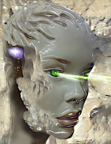 Digital Arts titled "Cyborg de pierre" by Yve'S, Original Artwork, 2D Digital Work