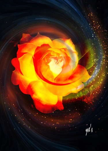 Arts numériques intitulée "Rose orange" par Yve'S, Œuvre d'art originale, Travail numérique 2D