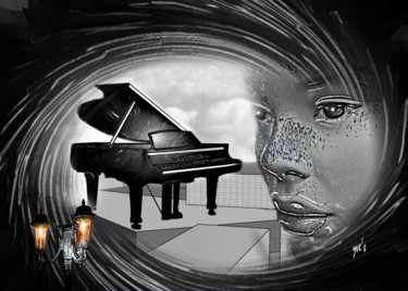 Arts numériques intitulée "La pianiste" par Yve'S, Œuvre d'art originale, Travail numérique 2D